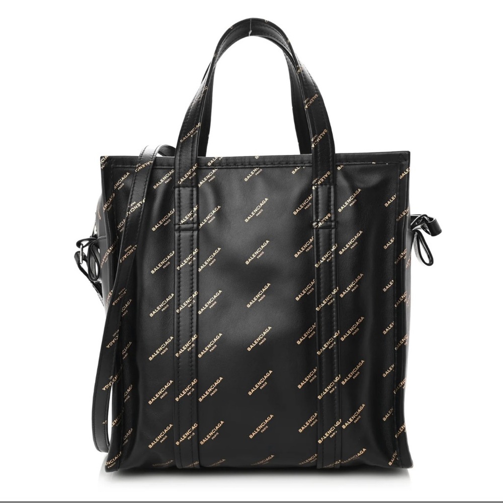 Balenciaga Black and Gold Patterned Tote